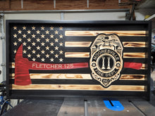 Load image into Gallery viewer, Carved Fire Axe Flag With Bagde