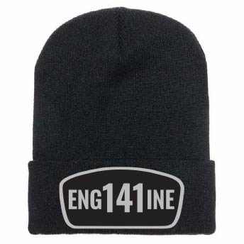 Apparatus leather patch stocking cap